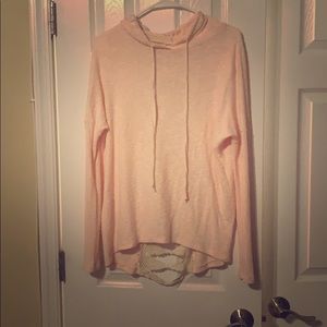 Pink high low sweater/hoodie.